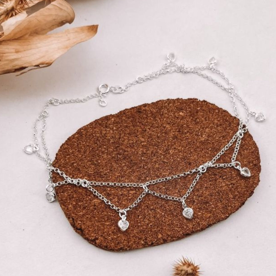 Tornozeleira Estilo Renda Prata 925