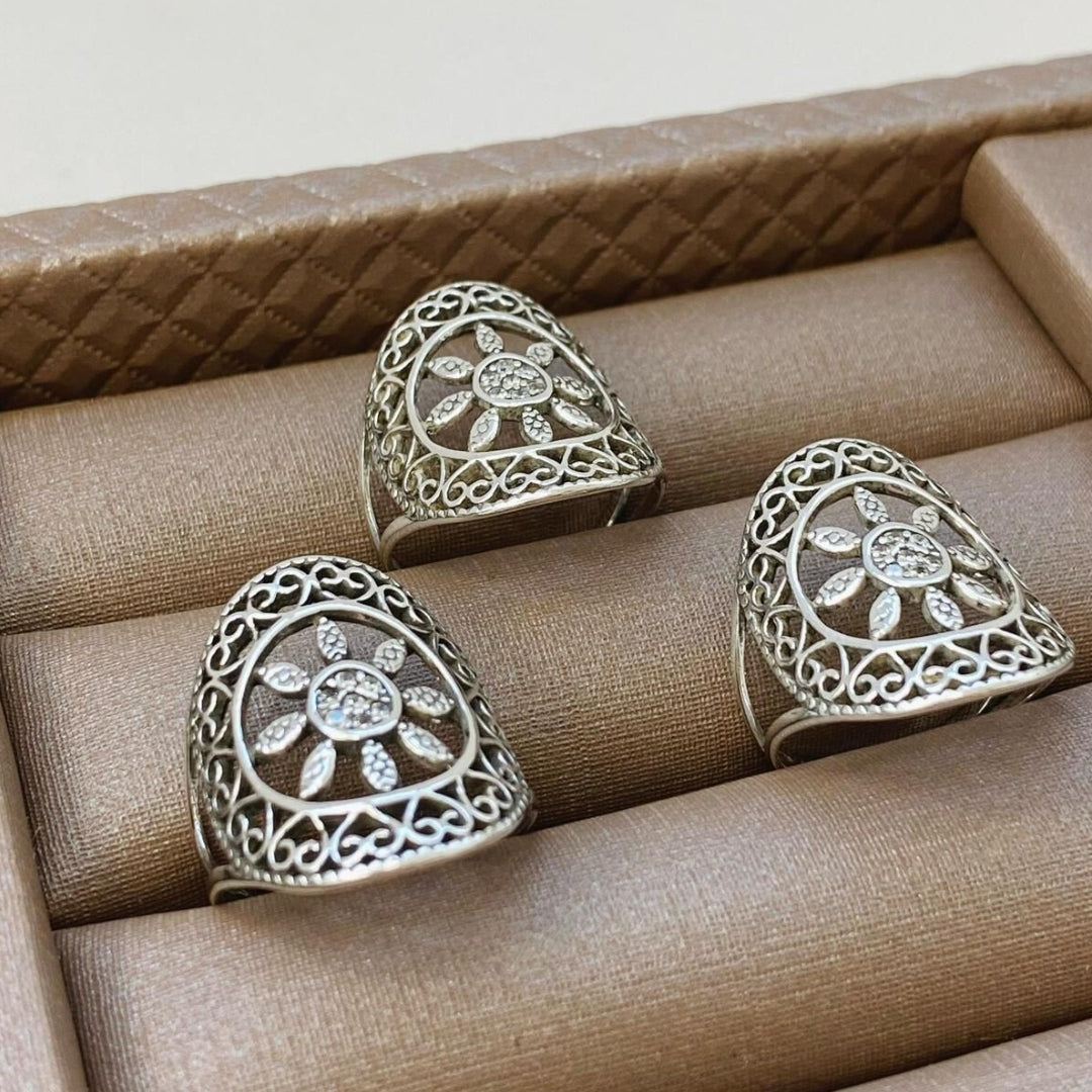Anel de Prata 925 Legítima - Mandala com Zircônias